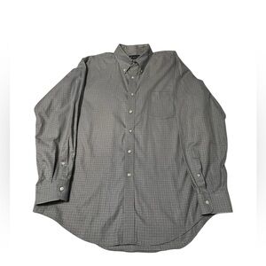Land’s End men’s long sleeve plaid button-down shirt size 17.5/ 35 blue/ gray